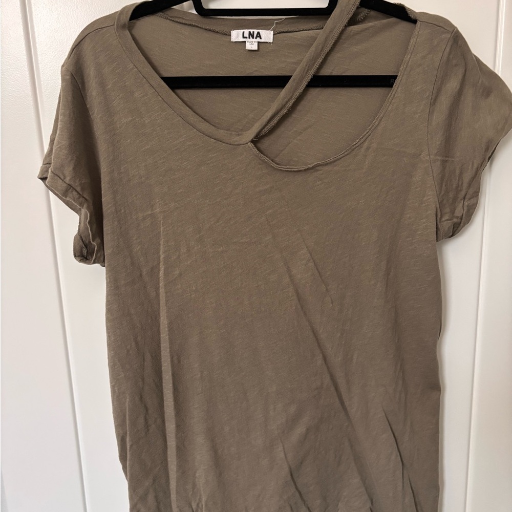 LNA Taupe V-Neck Tee